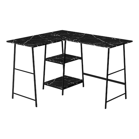 Monarch Specialties Computer Desk, Home Office, Corner, 48"L, L Shape, Work, Laptop, Metal, Black Marble Look I 7594